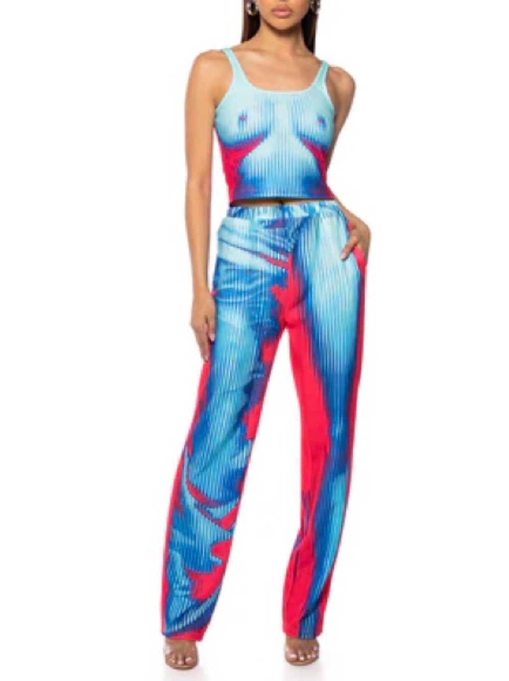 Women’s Watermelon Pink & Light Blue Thermal heat set
